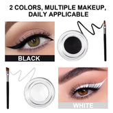 Gel Eyeliner Set, White Eyeliner Gel And Black Eyeliner Gel Kit, High Pigmented Waterproof Eyeliner With Eyeliner Brush, 2pcs Eye Makeup Long Lasting Wear Quick Drying Smudge Proof Eyeliner Cream